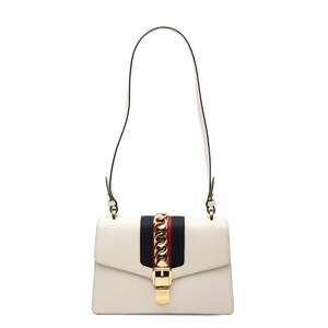 GUCCI White Leather Sylvie Shoulder Bag